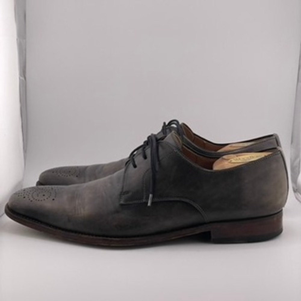 Magnanni Oxfords Dress Shoes Men's 9.5 D Gray Leather Wingtip Lace Up Brogue - Picture 4 of 16